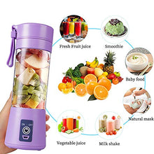 Load image into Gallery viewer, Portable Blender Cup,Electric USB Juicer Blender,Mini Blender Portable Blender For Shakes and Smoothies, juice,380ml, Six Blades Great for Mixing,light purple
