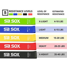 Load image into Gallery viewer, SB SOX Resistance Bands Set for Men & Women – Best Workout/Exercise Bands That Don’t Roll Up – Perfect Exercise Equipment for Your Home Gym – Easy to Use, Works Great, Very Durable Elastic (Original)