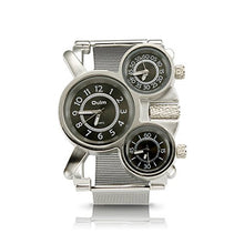 Load image into Gallery viewer, Oct17 Men's Military Quartz Analog Wrist Watch Stainless-Steel Metal Mesh Clock Strap Durable Sub Dials Multi Time Zone Chronograph for Man Oversize Gunmetal