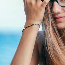 Load image into Gallery viewer, QLEESI Hematite Bracelet Designs from Italy, 6.99Inches - 8.59Inches, 2mm Natural Black Bead Cuff with Adjustable Lobster Clasp, Magnetic Hematite Bangle for Mens and Womens (Blue Plated)