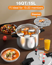 Load image into Gallery viewer, Wantjoin 16 Quart Pressure Canner & Cooker | Commercial Aluminum Canner | Induction Compatible | Pressure Gauge & Pressure Regulator | Multi Pressure Levels& Easy Locking