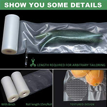 Load image into Gallery viewer, 8''x50' Vacuum Sealer Food Storage Bags Heat Sealing Bag Sous Vide Cooking Available, Vacuum Food Chef Bags,All Vacuum Sealer Can Use(2Roll/Pack)
