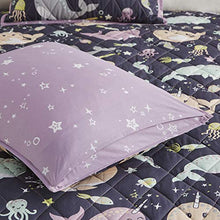 Load image into Gallery viewer, Urban Habitat Kids Magical Narwhals Reversible 100% Cotton Quilt, Novel Animal Print Modern All Season Down Alternative Bed Set for Kids, Decorative Pillows, Twin(68"x88"), Purple Multi 4 Piece