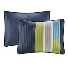 Load image into Gallery viewer, Comfort Spaces 3 Piece Quilt Coverlet Bedspread All Season Lightweight Hypoallergenic Pipeline Colorblock Kids Bedding Set, Full/Queen, Pierre Navy/Blue Stripe