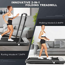 Load image into Gallery viewer, Folding Treadmill,2 in1 Small Treadmills for Home,2.25Hp Electric Under Desk Treadmill Weight Machine with Bluetooth Speakers&Remote Control,Built-in 5 Modes&12 Programs,Installation-Free (Black)