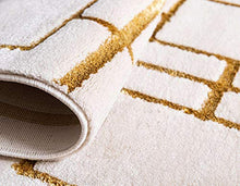 Load image into Gallery viewer, Unique Loom Marilyn Monroe Glam Collection Textured Geometric Trellis Area Rug, 8' 0 x 10' 0 Rectangle, White/Gold