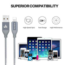 Load image into Gallery viewer, iPhone Charger, FIFADE 3Pack Nylon Braided Lightning Cable Charging Cord USB Cable Compatible with iPhone 11Pro 11Pro MAX Xs MAX XR X 8 7 6S 6 Plus-Gray