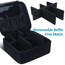 Load image into Gallery viewer, Relavel Travel Makeup Train Case Makeup Cosmetic Case Organizer Portable Artist Storage Bag with Adjustable Dividers for Cosmetics Makeup Brushes Toiletry Jewelry Digital Accessories Black