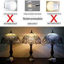 Load image into Gallery viewer, WERFACTORY Tiffany Lamp White Bent Stained Glass Bedside Table Lamp Desk Reading Light 12X12X18 Inches Decor Bedroom Living Room Home Office S508W Series