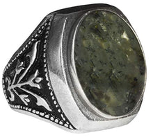 Load image into Gallery viewer, Falcon Jewelry 925 Shipping, Sterling Silver Mens Ring, Natural Moss Agate Gemstone, Free Express Shipping