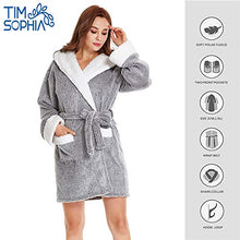 Load image into Gallery viewer, TIMSOPHIA Plush Robes for Womens Bathrobes with Hood Soft Animal Robes Cozy Warm Koala Gifts (Gray, S)