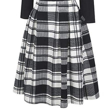 Load image into Gallery viewer, oxiuly Women's Vintage Patchwork Pockets Puffy Swing Casual Party Dress OX165 (Black Khaki, s)