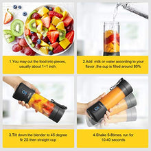 Load image into Gallery viewer, Portable Blender, Aillary Personal Size Blender Shakes and Smoothies,Six Blades Household Fruit Mixer,13oz Mini Battery Cordless Travel Jucier Cup USB Rechargeable (Black)