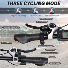 Load image into Gallery viewer, 29'' 500W Electric Mountain EBike for Adults, 21 Speed Gears Off Road Beach Sand Snow Electric Bicycle with 48V 10AH Removable Waterproof Battery Commute EBike with Dual Disc Brakes