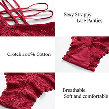 Load image into Gallery viewer, Sexy Thongs V-Back Criss Cross Panties G-String Strappy Lace Panties T-Back Underwear,2WBN,S