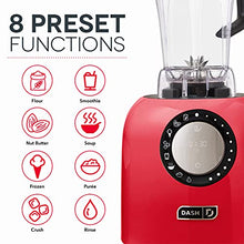 Load image into Gallery viewer, Dash Chef Series Deluxe 64 oz Blender with Stainless Steel Blades, Digital Display + USB Charging for Coffee Drinks, Fondue, Frozen Cocktails, Nut Butter, Soup, Smoothies & More, 1400-Watt – Red
