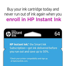 Load image into Gallery viewer, HP 64 Black Ink Cartridge | Works with HP ENVY Inspire 7950e; ENVY Photo 6200, 7100, 7800; Tango Series | Eligible for Instant Ink | N9J90AN