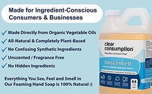 Load image into Gallery viewer, Clear Consumption Unscented Natural Foaming Hand Soap Refill, 64 oz (1/2 Gallon) - Made Directly from Organic Vegetable Oils - Castile - Vegan - No Confusing Synthetic Ingredients - Long Lasting & Soft on Hands