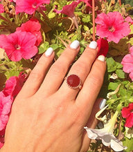 Load image into Gallery viewer, Carnelian Ring - Silver Ring - Round Crown Ring - Gemstone Ring - Cocktail Ring - Red Onyx Ring - Lace Crown Ring