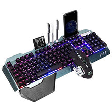 Load image into Gallery viewer, Wireless Gaming Keyboard and Mouse Combo, Rainbow Backlit Rechargeable Keyboard Mouse with 3800mAh Battery, Metal Panel Mechanical Feel Keyboard with Removable Hand Rest (Black)