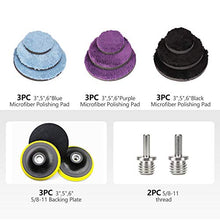 Load image into Gallery viewer, SPTA Microfiber Polishing Pads, 14pcs 3" 5" 6" Microfiber Buffing Pad Kits Removing Wax Buffer Pads Microfiber Cutting Disc Micro Fiber for DA/RO Car Polisher Polishing,Buffing,Waxing and Cleaning