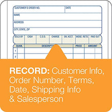 Load image into Gallery viewer, Adams Sales Order Book, 2-Part, Carbonless, White/Canary, 4-3/16 x 7-3/16 inches, 50 Sets per Book, 5 Books, 250 Sets Total (DC4705)