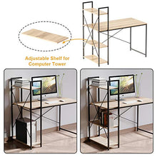 Load image into Gallery viewer, Bestier Computer Desk with Shelves,Writing Desk with Storage Bookshelf Reversible Study Table Office Corner Desk with Shelves Home Office Desk with Bookshelf Easy Assemble (47 Inch, Rustic Brown)