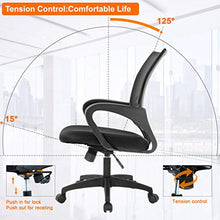 Load image into Gallery viewer, Office Chair Ergonomic Desk Chair Mesh Computer Chair with Lumbar Support Armrest Executive Rolling Swivel Adjustable Mid Back Task Chair for Women Adults, Black