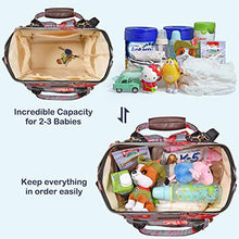 Load image into Gallery viewer, Kaome Diaper Bag Backpack, Upgraded Large Capacity Multifunction Nappy Bags, Waterproof Baby Bag Floral Insulated Durable Travel Maternity Back Pack for Baby Girls with Diaper Pad Bottle Bag (Floral)
