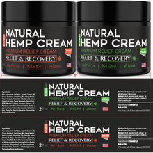 Load image into Gallery viewer, (2 Pack) Hemp Cream for Pain Relief and inflammation - Hemp Pain Relief Cream Extra Strength | Relieves Knees, Joints & Back Muscle | Made in USA | Natural Hemp Oil Extract 4oz