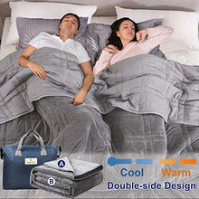 Load image into Gallery viewer, OMYSTYLE California King Size Weighted Blanket 20lbs(88''x104'', Double-Sided), Reversible Weighted Blanket with Warm Short Plush and Cool Tencel Fabric for All Season Use - Carry Bag Included