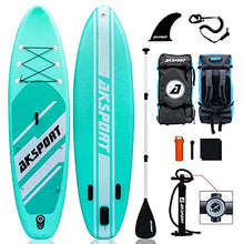 Load image into Gallery viewer, AKSPORT 10'6"×32"×6" Inflatable Stand Up Paddle Board with Premium Non-Slip Deck,Travel Backpack,Adjustable Paddle,Pump,Leash for Youth & Adult Ultra-Light Surfing SUP Boards