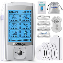 Load image into Gallery viewer, NURSAL 24 Modes TENS Unit Muscle Stimulator with Continuous Stimulation, Rechargeable Electronic Pulse Massager with 8 Pads for Back and Shoulder Pain Relief and Muscle Strength