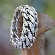 Load image into Gallery viewer, NOVICA .925 Sterling Silver Men's Braided Chain Band Ring, Sanca Kembang Python'