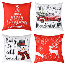 Load image into Gallery viewer, Christmas Pillow Covers 18x18 Inches Set of 4, Very Soft Flannel Fabric, Giving You a Comfortable Experience, Four Different Patterns, Full of Rich Christmas Atmosphere