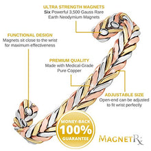 Load image into Gallery viewer, MagnetRX® Woven Copper Magnetic Bracelet - Arthritis Pain Relief & Carpal Tunnel Magnetic Therapy Copper Bracelets - Adjustable Pure Copper Cuff Bracelet with Magnets (Tri-Color, M/L)