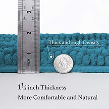 Load image into Gallery viewer, Turquoise Blue Shaggy Chenille Bathroom Rugs, Super Soft Thick Striped Microbiber Shag Rugs, Machine Washable Non Slip Water Absorbent Kitchen Mats (2 Pack, 20" x 32" & 17" x 24")