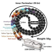 Load image into Gallery viewer, Jovivi Natural Black Obsidian 7 Chakras Healing Crystals Necklace Wire Wrapped Clear Quartz Tree of Life Pendant Healing Pointed Reiki Energy Balancing