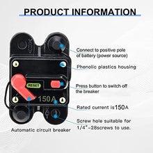 Load image into Gallery viewer, FROGBRO 150A Manual Reset Circuit Breaker Resettable Fuse Holder 12V-24V DC for Auto Car Marine Boat Motor Audio Inline Fuse and Home Solar System Amp (HX-AT002)