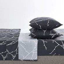 Load image into Gallery viewer, Wake In Cloud - Branches Sheet Set, Tree Pattern Printed on Charcoal Dark Gray Grey, Soft Microfiber Bedding (4pcs, King Size)
