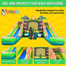 Load image into Gallery viewer, Crossover Tropical Inflatable Bounce House Double Slide 16.5 x 15 x 11 Foot - Big Inflatable Water Slide Bouncer House Combo for Kids - Outdoor Party Bounce House with Blower, Stakes, & Storage Bag