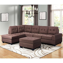 Load image into Gallery viewer, Harper & Bright Designs Sectional Sofa 3 Piece Sofa Sets Couches with Reversible Chaise Lounge Storage Ottoman and Cup Holders for Living Room (Brown)