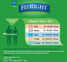 Load image into Gallery viewer, FitRight Ultra Adult Diapers, Disposable Incontinence Briefs with Tabs, Heavy Absorbency, X-Large, 57"-66", 4 packs of 20 (80 total)