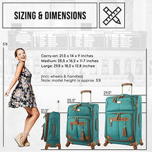 Load image into Gallery viewer, Steve Madden Designer Luggage - Checked Large 28 Inch Softside Suitcase - Expandable for Extra Packing Capacity - Lightweight Bag with Rolling Spinner Wheels (Harlo Teal Blue)