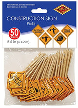 Load image into Gallery viewer, Beistle, 2 1/2-Inch, Orange/Black Construction Sign Food Picks