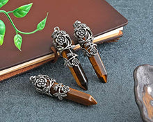 Load image into Gallery viewer, Top Plaza Antique Silver Flower Wrapped Natural Quartz Gemstone Healing Crystal Necklace 5pcs/Set