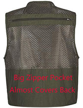 Load image into Gallery viewer, Zhusheng Men's Mesh 16 Pockets Photography Fishing Travel Outdoor Quick Dry Vest Breathable Waistcoat Jackets (Small, Light Khaki)