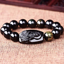 Load image into Gallery viewer, Buddha Pendant Necklace Bodhisattva Amulet Talisman Made of Obsidian Bracelets Bracelet Amulet (Manjushri Buddha)