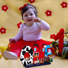 Load image into Gallery viewer, Farm Animal 1st Birthday Party Table Decoration, One Table Topper Letter Sign Wood Farm Barnyard First Birthday Milestone Baby Shower Decoration Barn Photo Props Centerpiece Grass Children Newborn