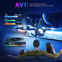 Load image into Gallery viewer, Android TV Box 11.0, X96 X4 Android 11 TV Box 4GB RAM 64GB ROM Amlogic S905X4 Quad-Core 64bits with Wireless Keyboard, 1000M LAN Dual-WiFi 2.4G/5G Android Box with 8K/6K/AV1/3D/USB 3.0/BT 4.2